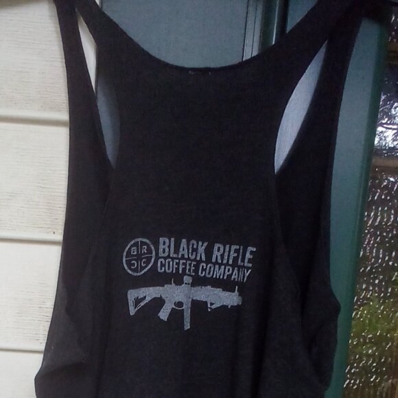 Black Rifle Coffee Black Market Tank Top "But First Coffee" white letters Size: - Picture 3 of 4